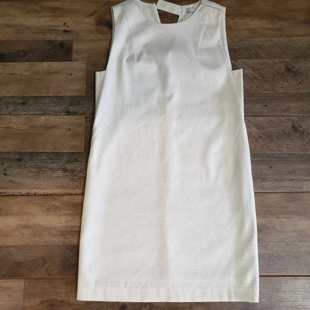 FRNCH White Honeycomb Textured‎ Sleeveless Shift Dress Cutout Back Small